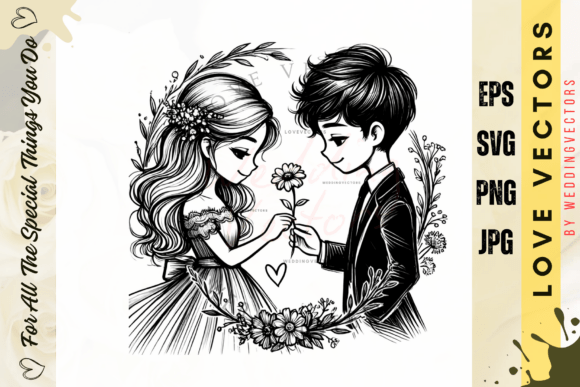 C3162: Crafting Visual Love Stories with Wedding Couple Vectors