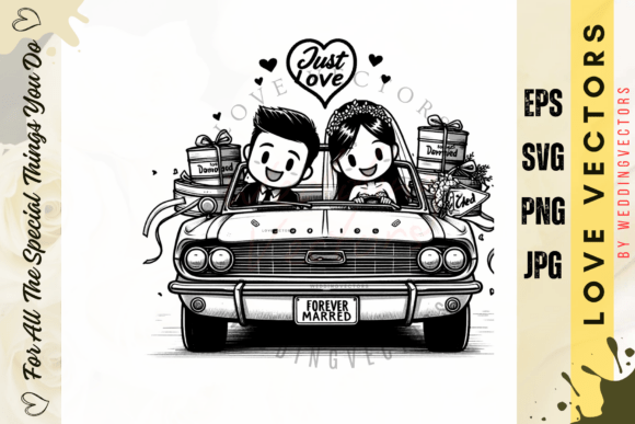 C54: Romantic Wedding Couple & Love Vectors