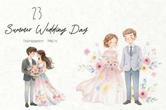 Capturing the Magic: Summer Wedding Day Clipart for Creatives