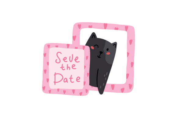 Celebrate Feline Love: Design with Cat Wedding Save the Date Svg