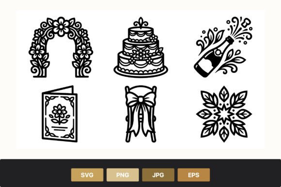 Clean Vector Icons for Elegant Wedding Stationery