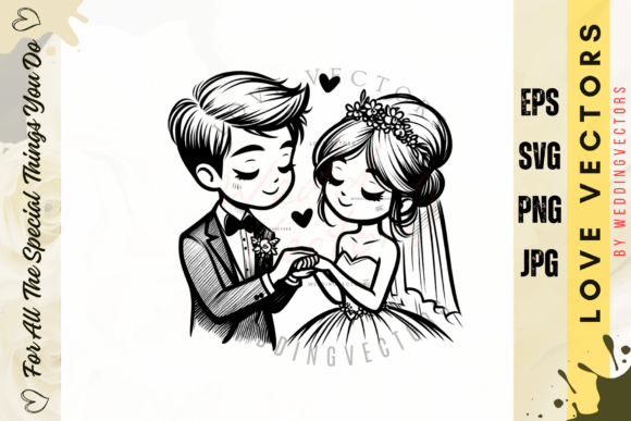 Designing with Romance: The C3863 Wedding Couple and Love Vectors