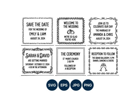 Elegant Black & White Vector Elements for Modern Nuptials