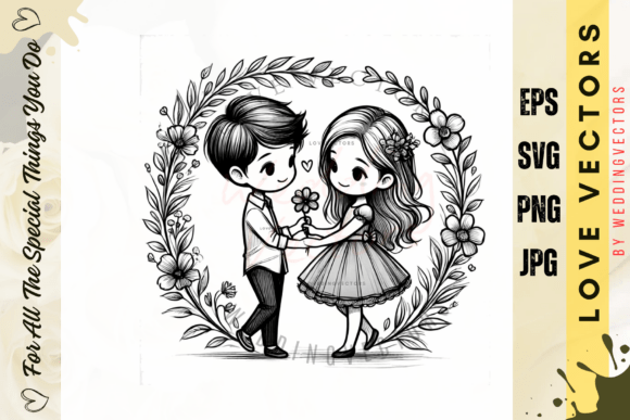 Infuse Romance: The C689 Wedding Couple & Love Vector Set