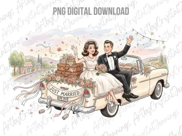 Retro Romance: Styling Your Projects with a 1950s Wedding PNG