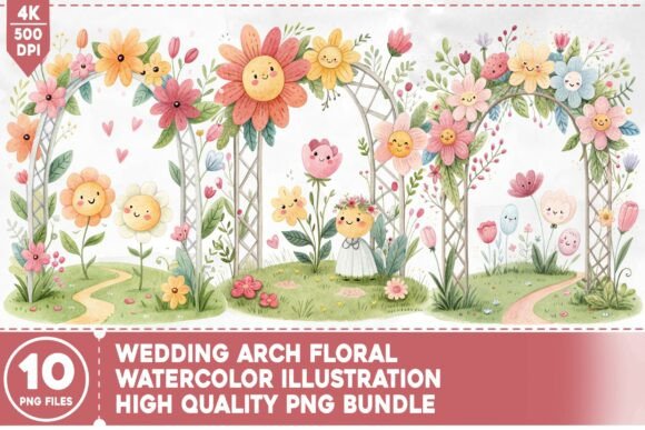 Wedding Arch Floral PNG Bundle: Instant Design Elegance