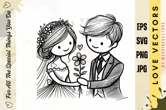 Wedding Couple and Love Vectors - C226