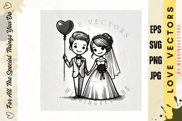 Wedding Couple and Love Vectors - C3725: A Hand-Drawn Touch for Bridal Branding