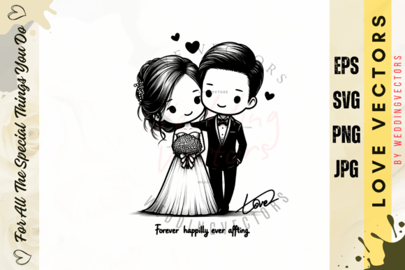 Wedding Couple and Love Vectors - C4951: Elegant Design Assets