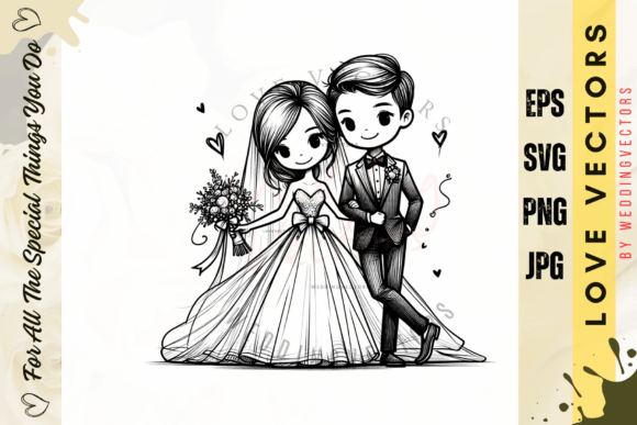 Wedding Couple and Love Vectors - C4967: Modern Romance in Design