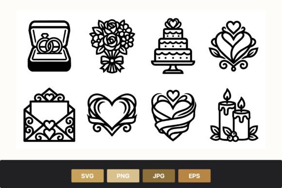 Wedding Icons Black and White Line Art: A Designer's Secret Weapon