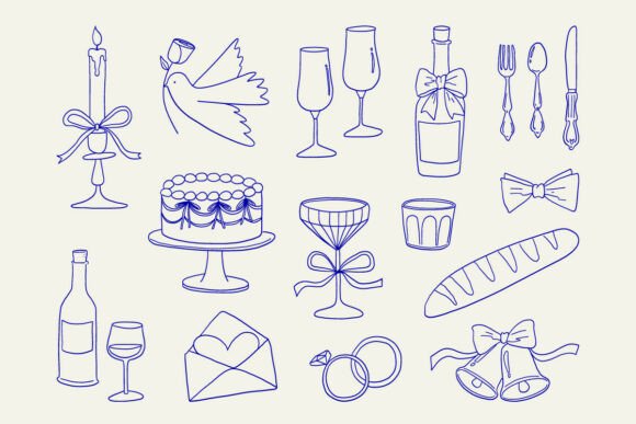 Wedding Romantic Doodle Elements Set: A Designer's Toolkit